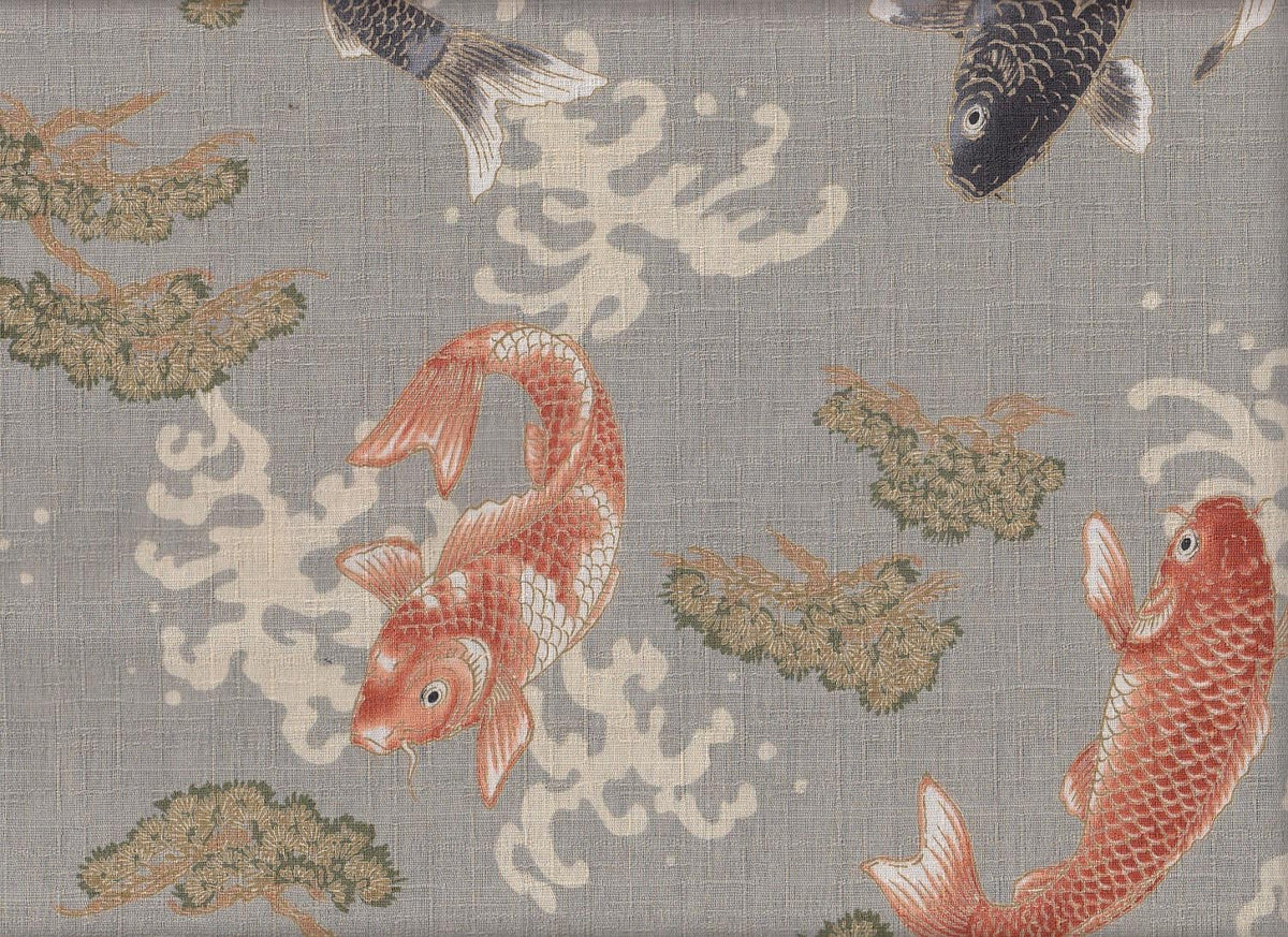 Wachstuch Koi & Matsu grau