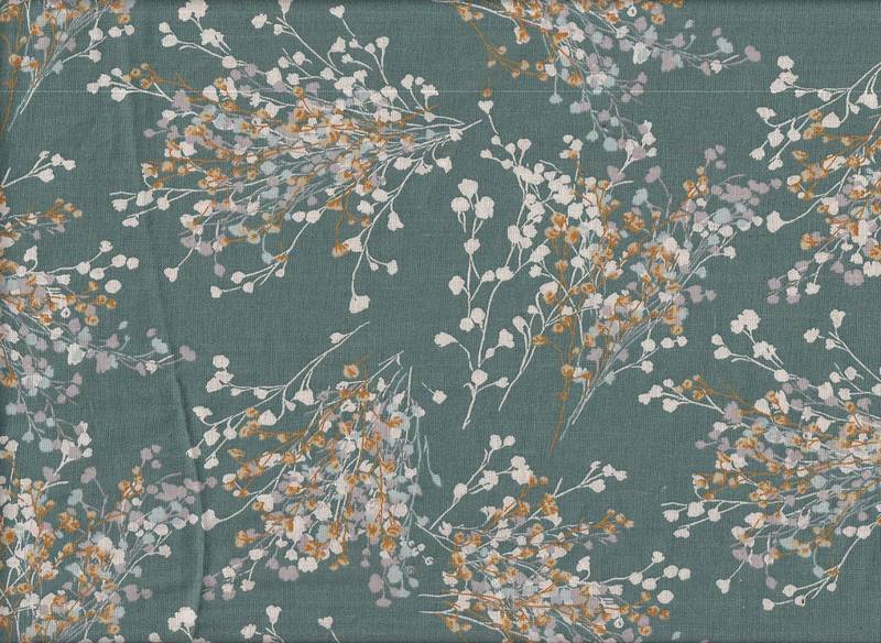 Reststück Wachstuch Moment - Bouquet seafoam 47 x 110 cm