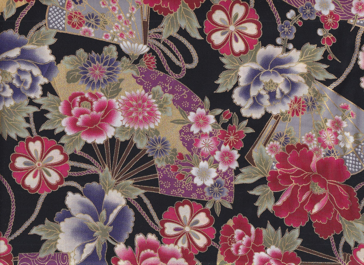 Blumen Fächer schwarz