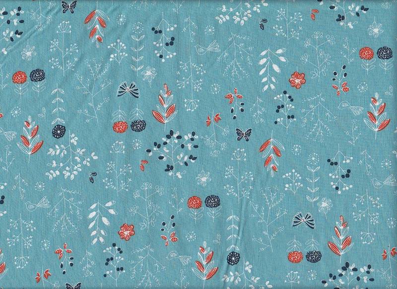 Blumen & Vogel hellblau