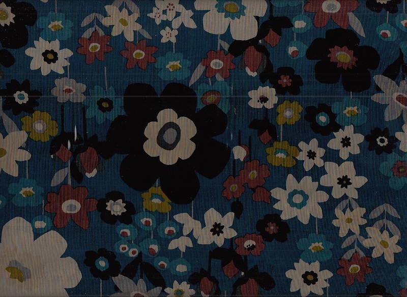 Reststück Wachstuch Blumenwiese türkis 33 x 110 cm