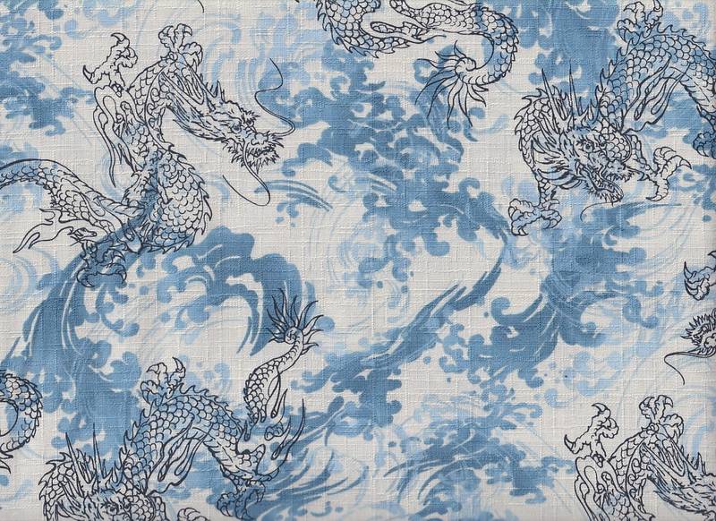 Drache klein creme blau