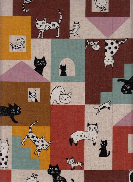 Reststück Wachstuch Haus-Katze 72 x 110 cm