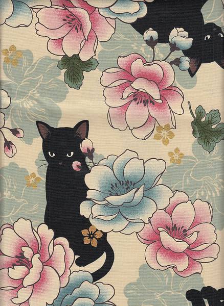 Wachstuch Katzen & Blumen
