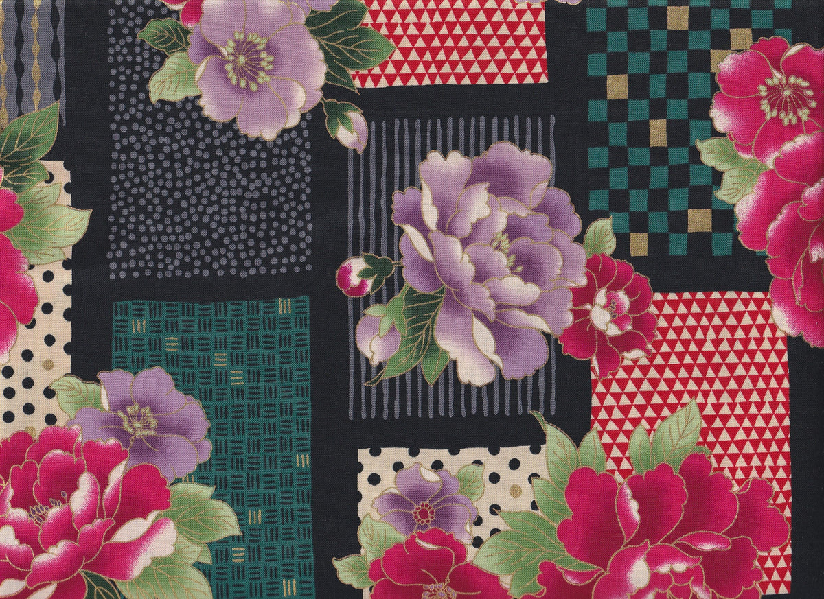 Wachstuch Modern - Kiku Patch schwarz