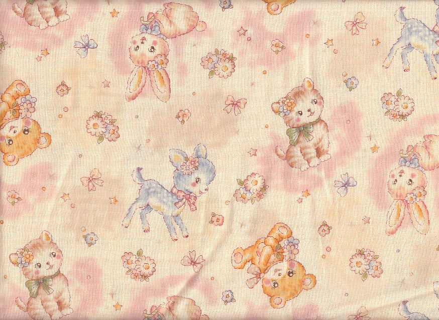 Wachstuch Katze & Hase creme