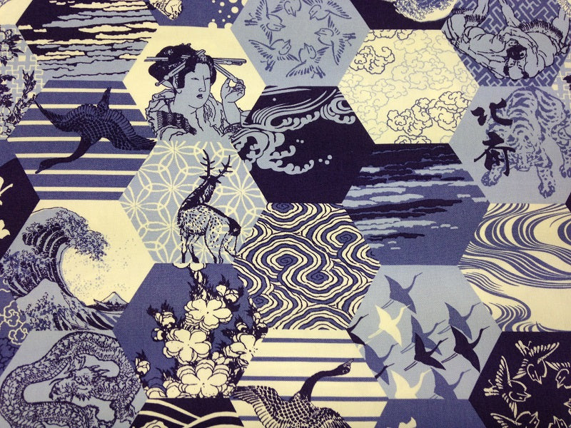 Hokusai: Edo Hexagon blau