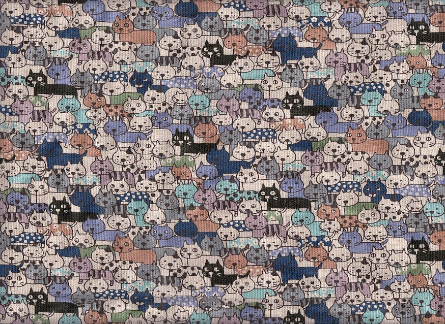 Reststück Katzen klein blau 45 x 110 cm