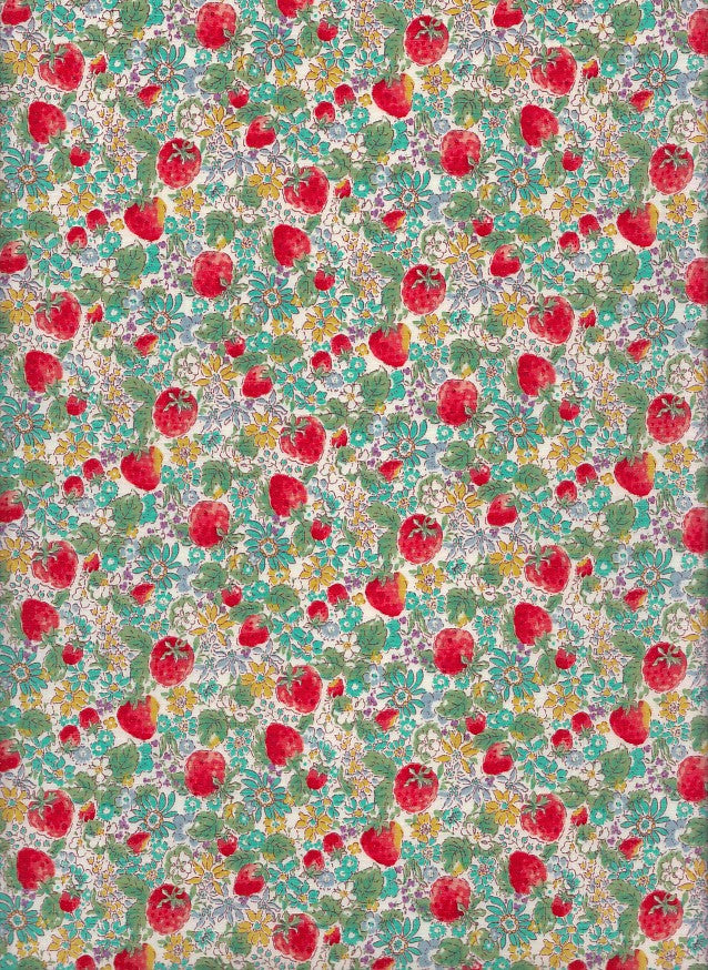 Reststück Wachstuch Erdbeerfeld 65 x 110 cm