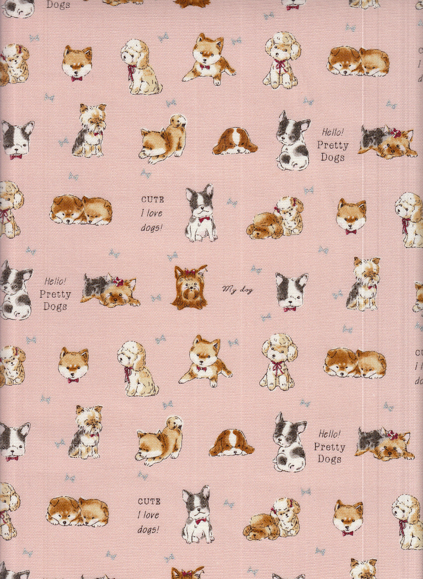 Reststück Wachstuch Pretty dogs pink 70 x 110 cm