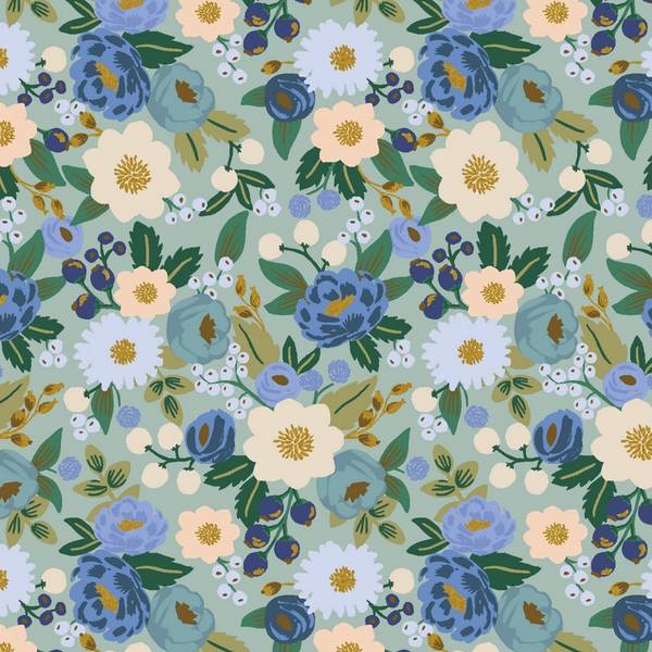 Cotton & Steel Vintage Garden - Vintage Blossom - Mint Metallic