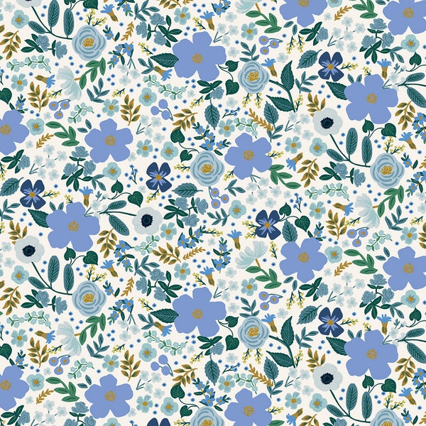 Cotton & Steel Garden Party - Wild Rose - Blue Metallic
