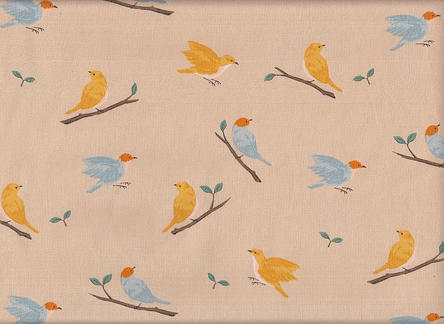 Reststück Wachstuch Vögel beige 50 x 110cm