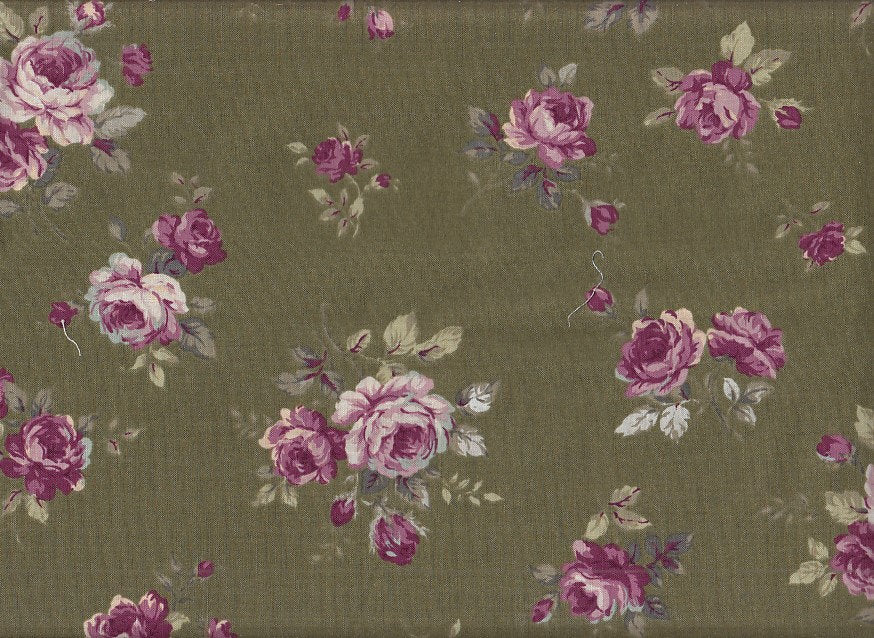 Reststück Wachstuch Rose grün 55 x 110 cm