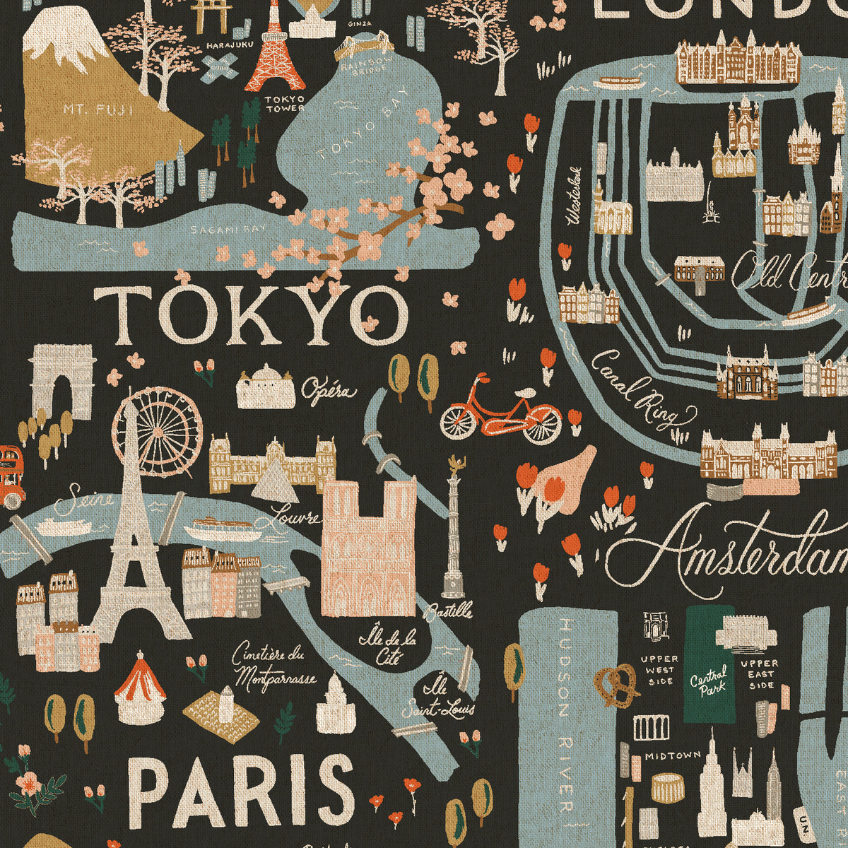 Cotton & Steel Bon Voyage - City Guide Canvas