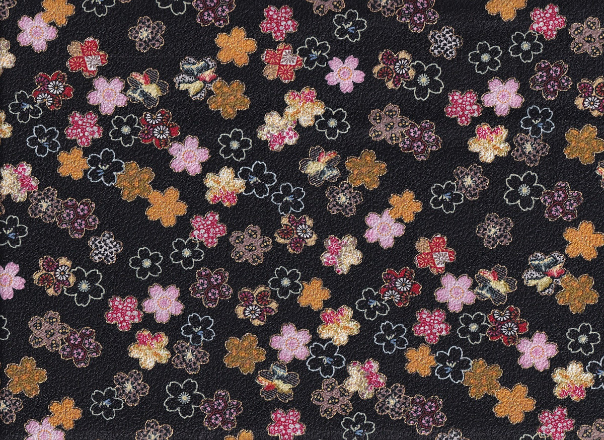 Hana Sakura schwarz Chirimen