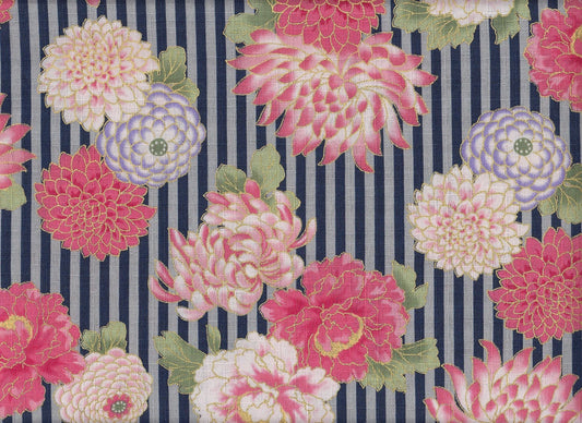 Peony Stripes navy