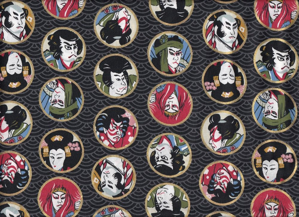 Wachstuch Kabuki schwarz