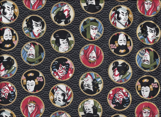 Wachstuch Kabuki schwarz