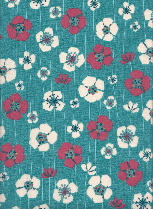 Reststück Wachstuch Kukkia blau 85 x 110 cm