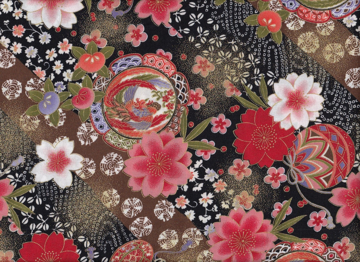 Wachstuch Hana shibori schwarz