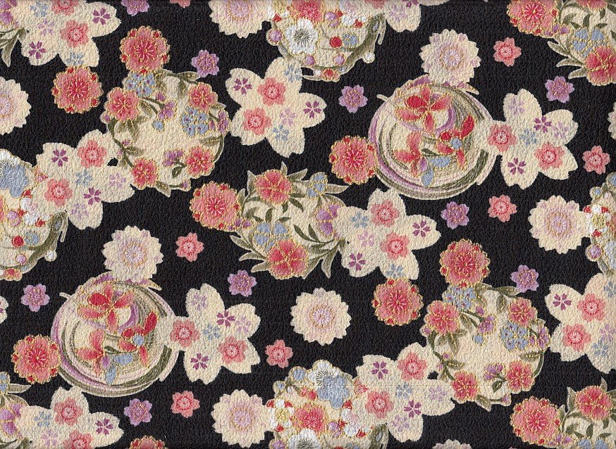 Blüten schwarz Chirimen