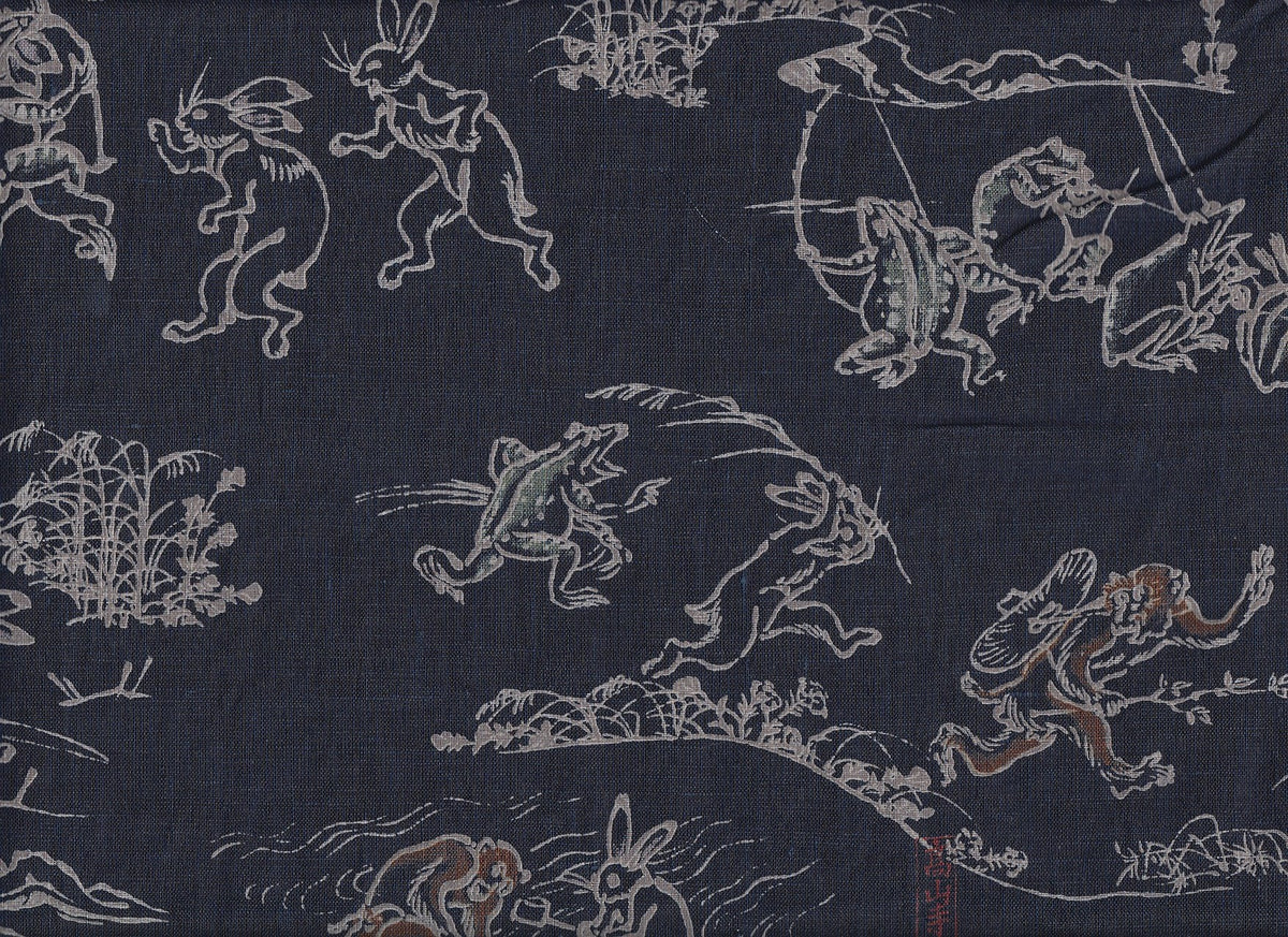 Choju-giga indigo Leinen