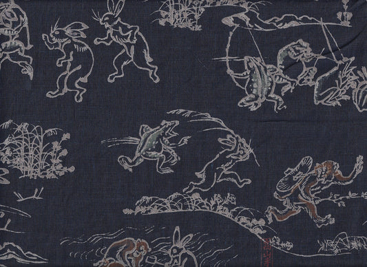 Choju-giga indigo Leinen