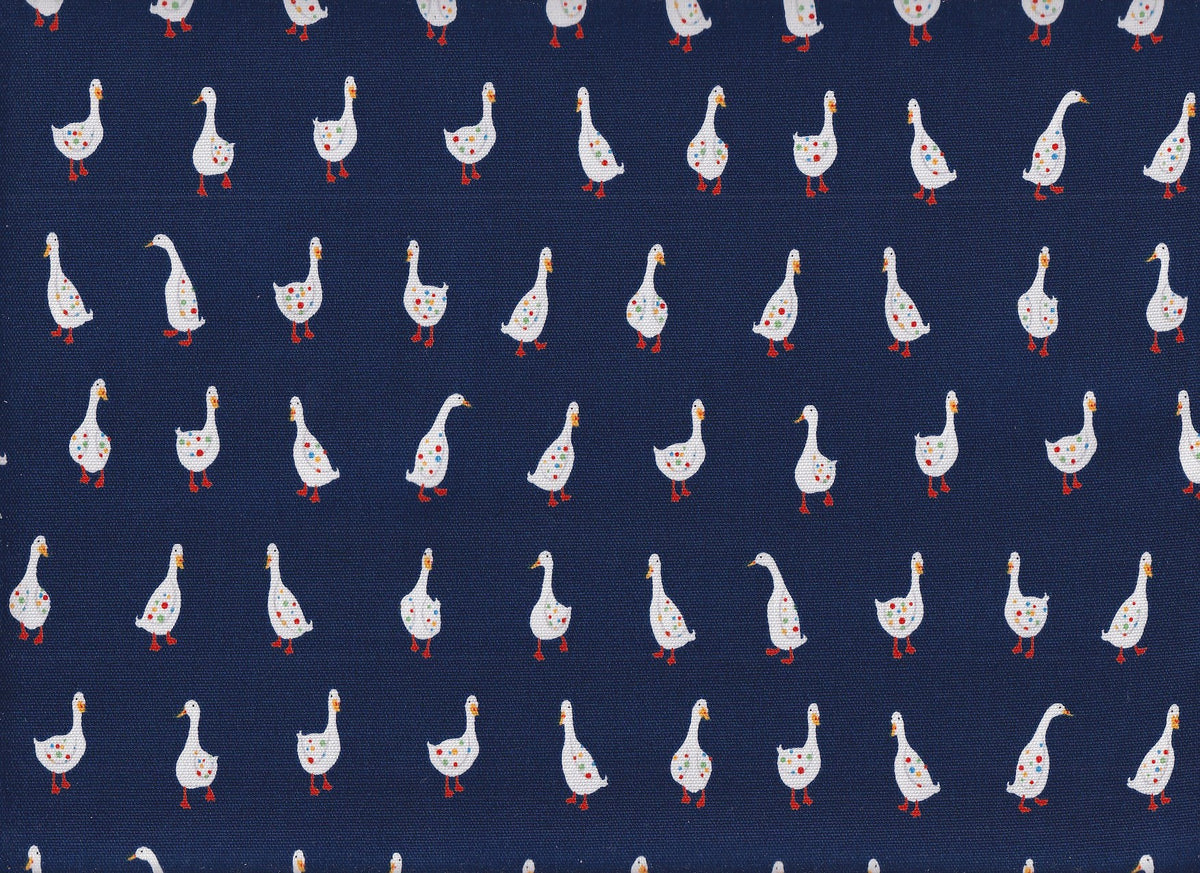 Wachstuch Gänse navy