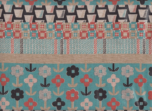 Wachstuch Blumen Patch hellblau
