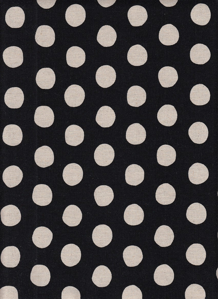 Reststück Reststück Wachstuch Natural dots black 91 x 110 cm