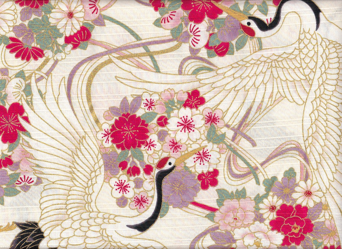 Reststück Wachstuch Hana Tsuru creme 80 x 110 cm