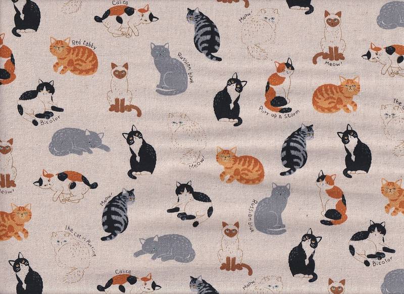 Reststück Wachstuch Katzen natur 40 x 110 cm