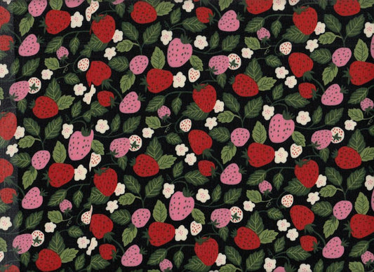 Wachstuch Erdbeeren schwarz