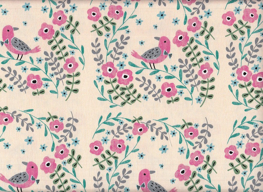 Wachstuch Blumen Vogel