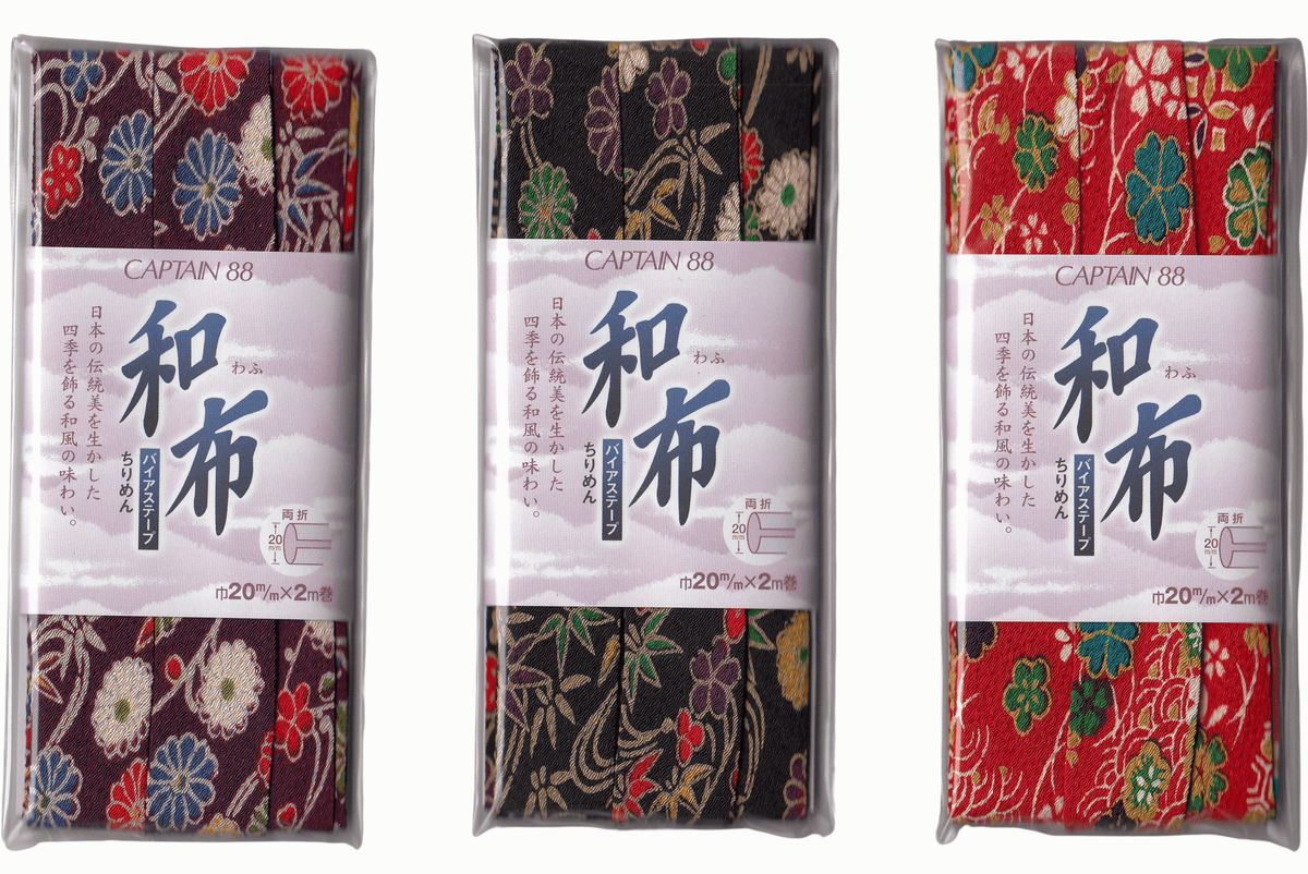 Schrägband  Blumen Chirimen 20 mm