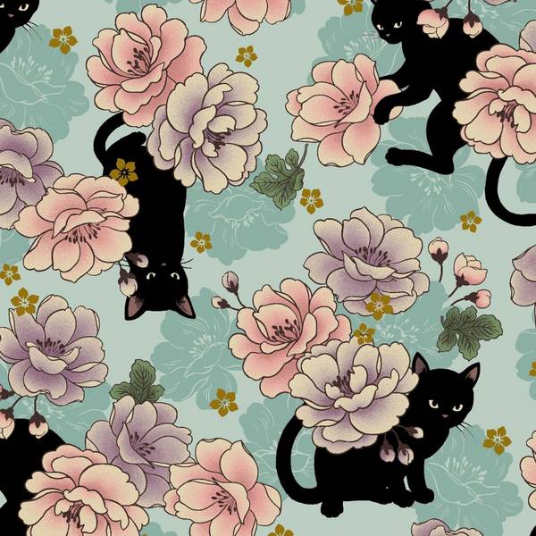 Wachstuch Kiku neko mint