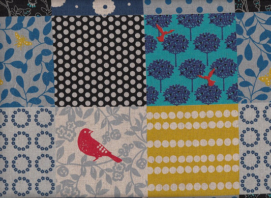 Reststück Wachstuch Echino Story blau 68 x 110 cm