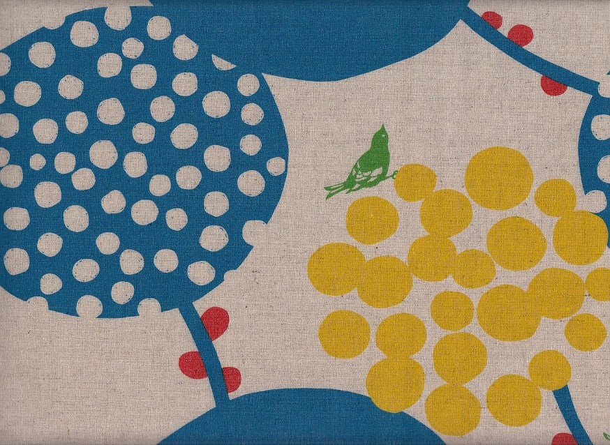 Reststück Wachstuch Echino Big berry blue 84 x 110 cm