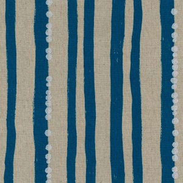 Reststück Wachstuch Echino Stripe blau 51cm x 110 cm
