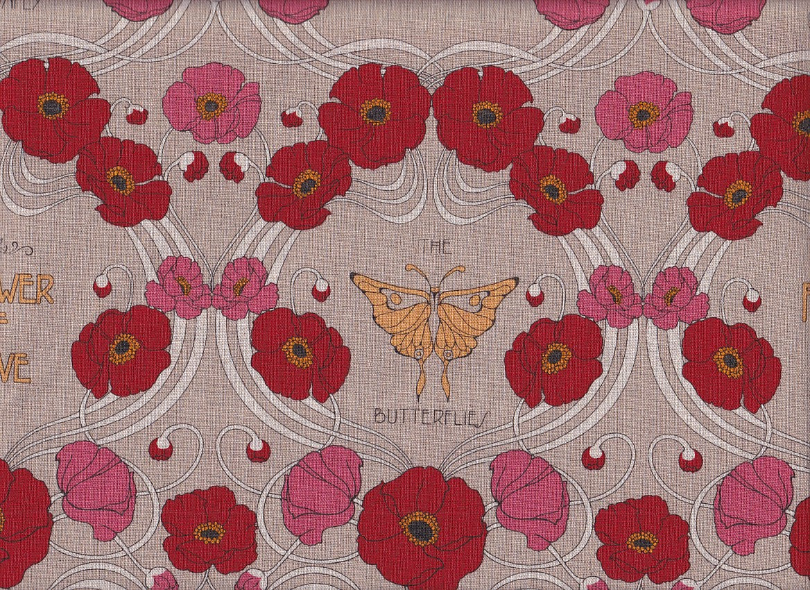 Wachstuch Poppy and butterflies