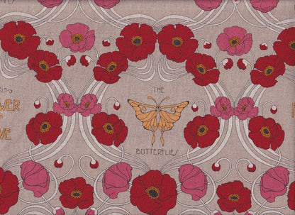 Wachstuch Poppy and butterflies