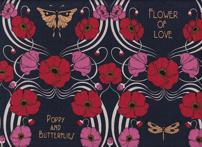 Wachstuch Poppy and butterflies