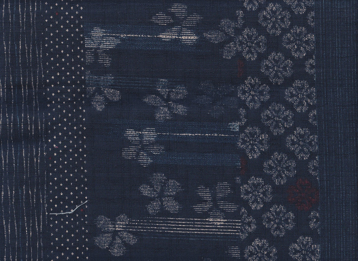 Reststück Japanese Pattern Mix navy 104 x 110 cm