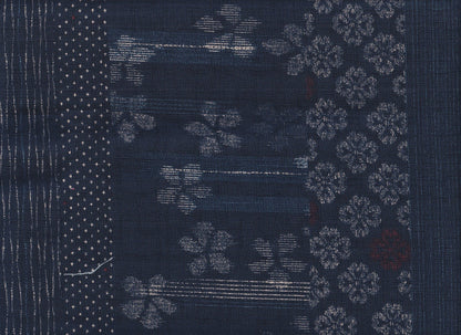 Reststück Japanese Pattern Mix navy 104 x 110 cm