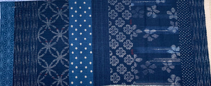 Reststück Japanese Pattern Mix navy 104 x 110 cm