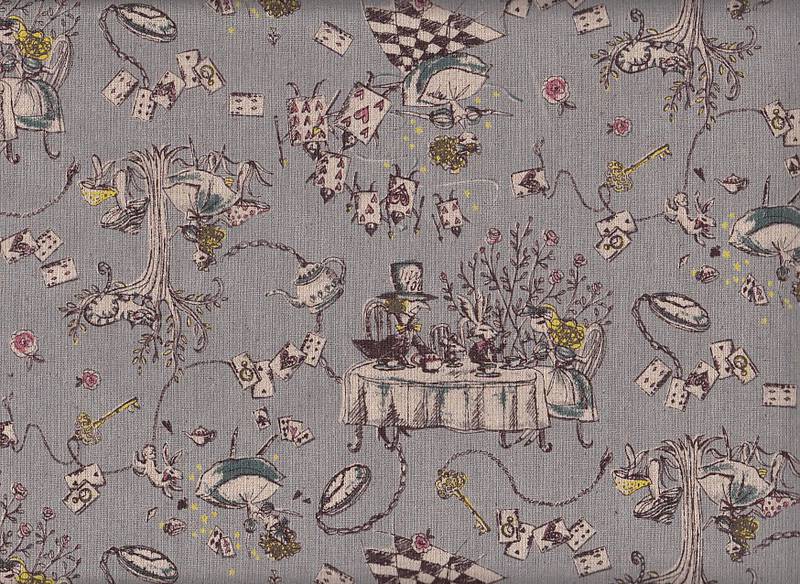 Wachstuch Alice im Wunderland grau