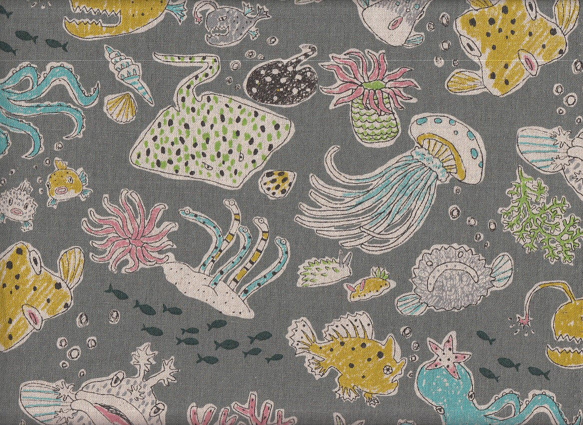 Reststück Wachstuch Sea friends 52 x 110 cm