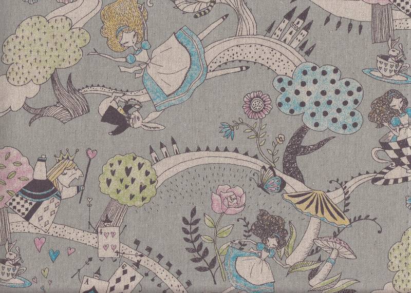 Wachstuch Alice in Wonderland grau