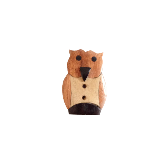 Holzknopf Eule